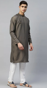 Stylish Grey Muslin Kurta Set